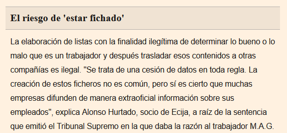 el riesgo de estar fichado