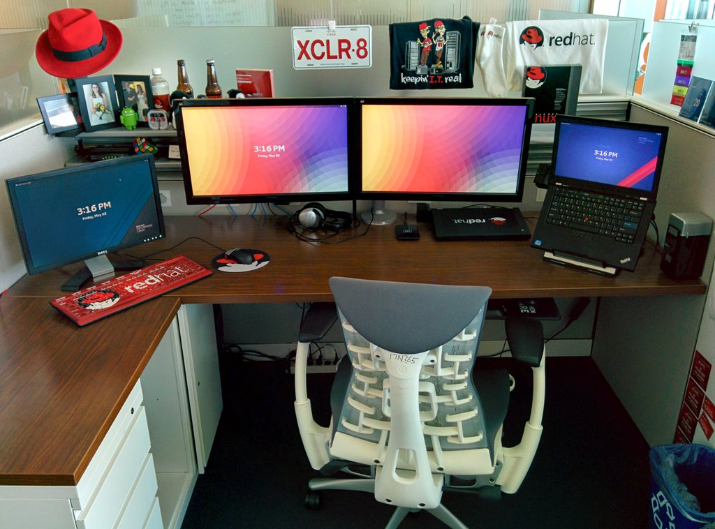 This is my desk at Red Hat! Source